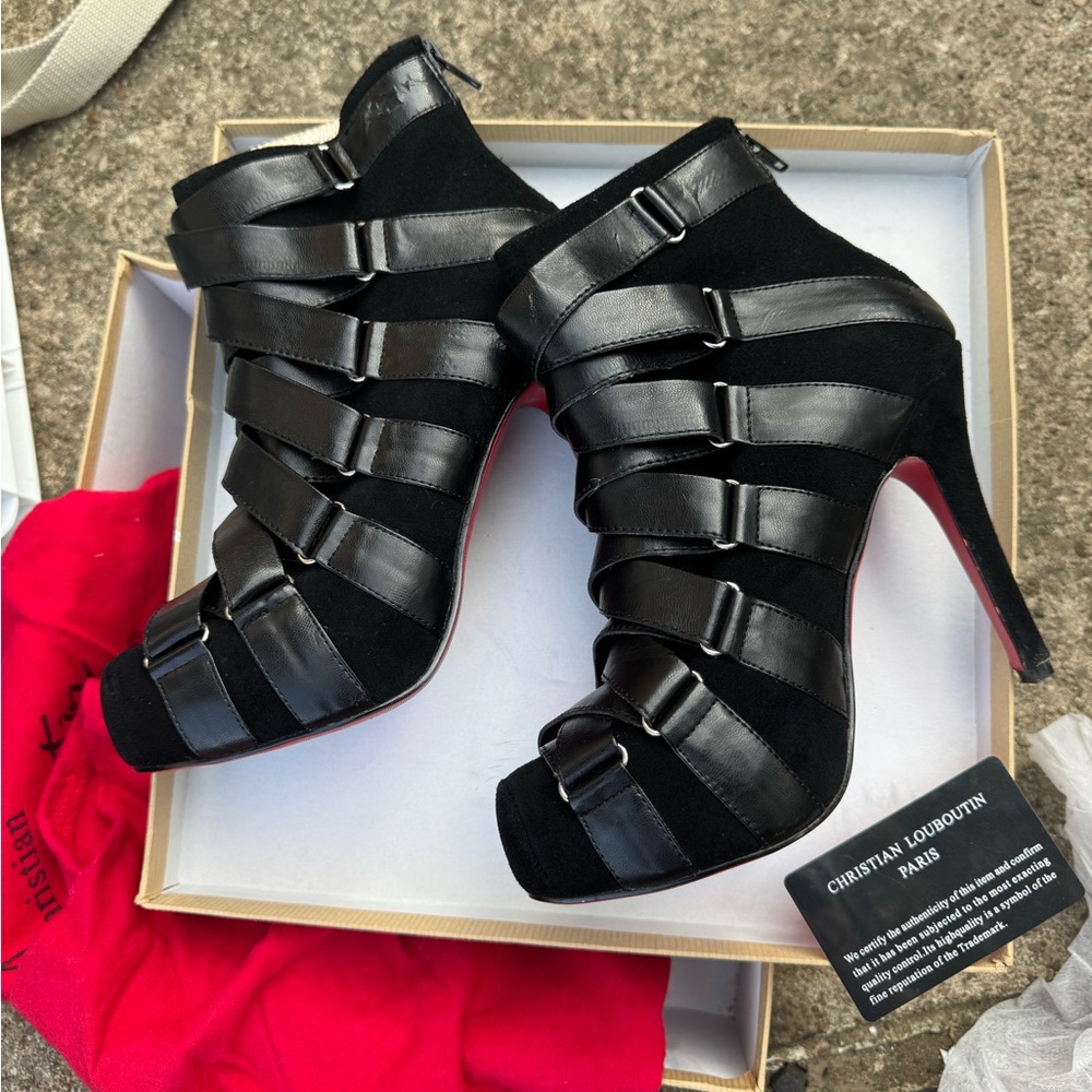 Christian Louboutin Black Multi-Strap Heels